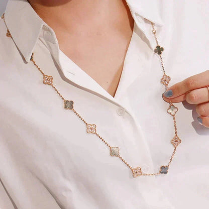 [⭐Luxery]CLOVER 20 MOTIFS DARK MOP DIAMOND  NECKLACE