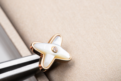 [⭐Luxery]JEUX DE WHITE MOP ROSE GOLD DIAMOND EARRINGS