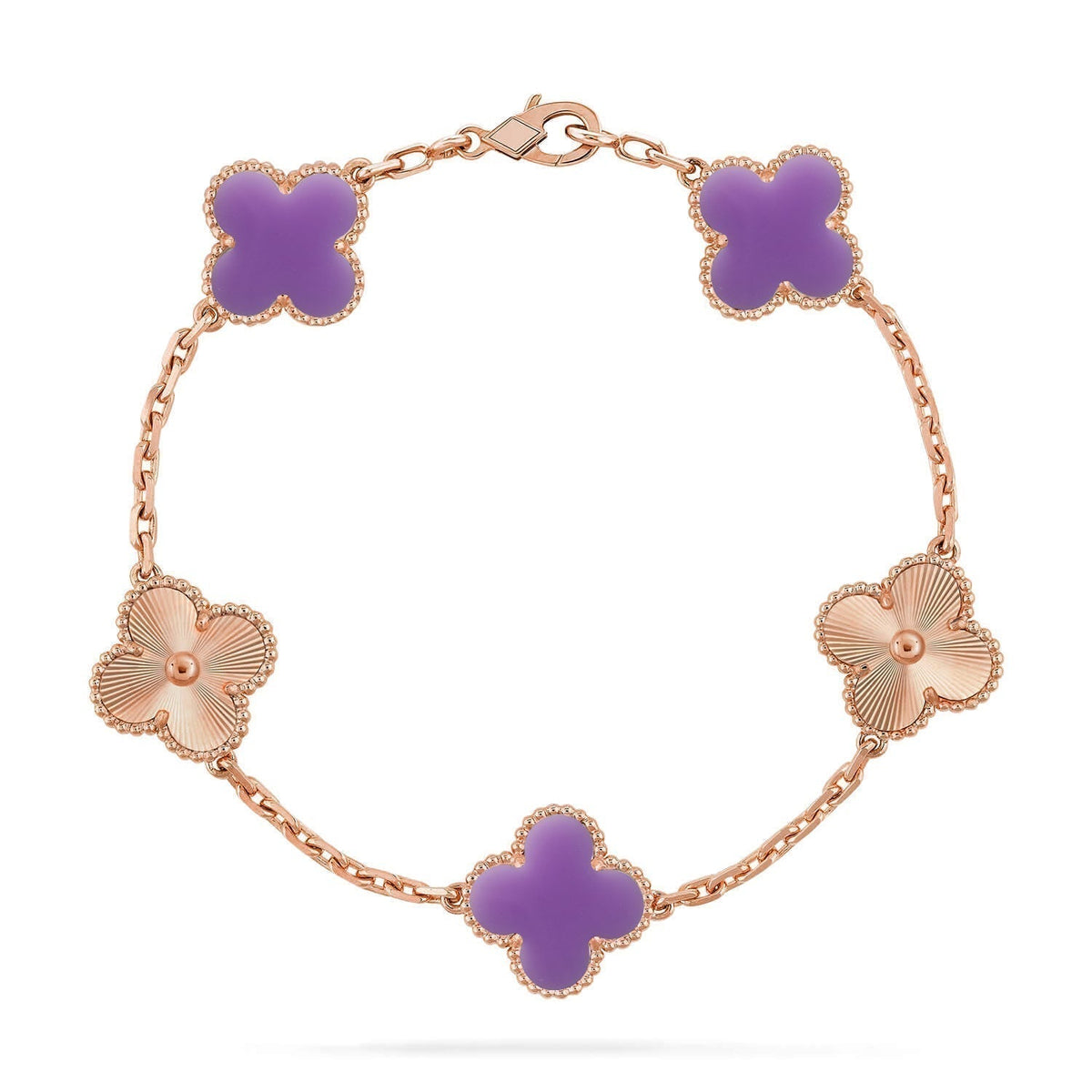 [⭐Luxery]CLOVER 5 MOTIF LIGHT PURPLE BRACELET COLLECTION