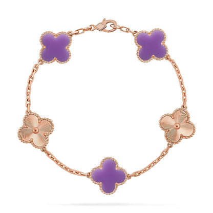 [⭐Luxery]CLOVER 5 MOTIF LIGHT PURPLE BRACELET COLLECTION