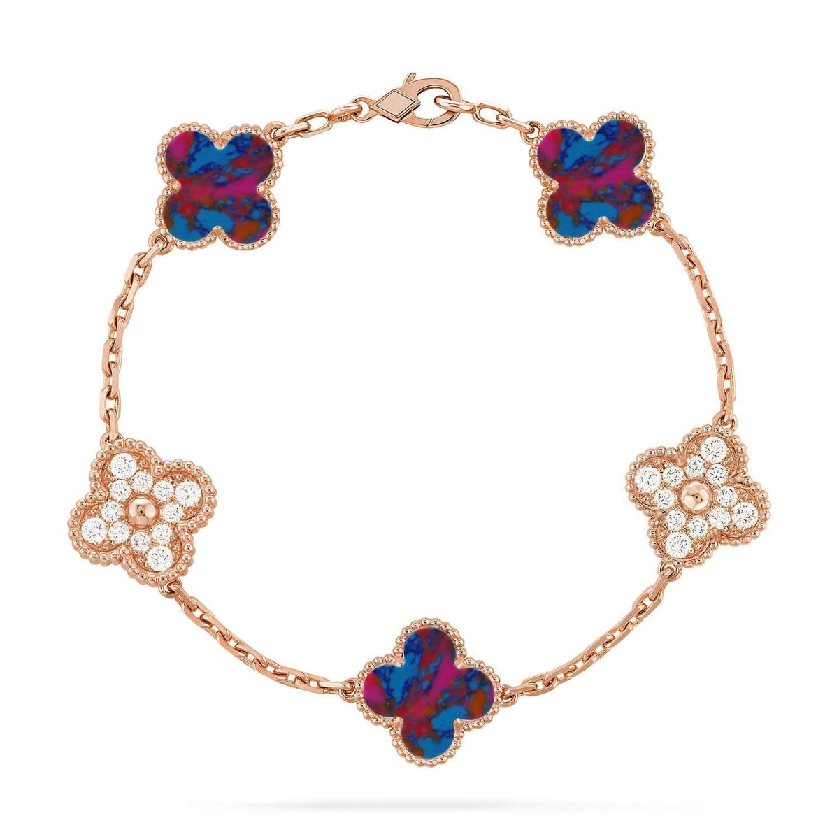 [⭐Luxery]CLOVER 5 MOTIF COLOR GEMSTONES BRACELET COLLECTION