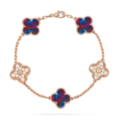 [⭐Luxery]CLOVER 5 MOTIF COLOR GEMSTONES BRACELET COLLECTION