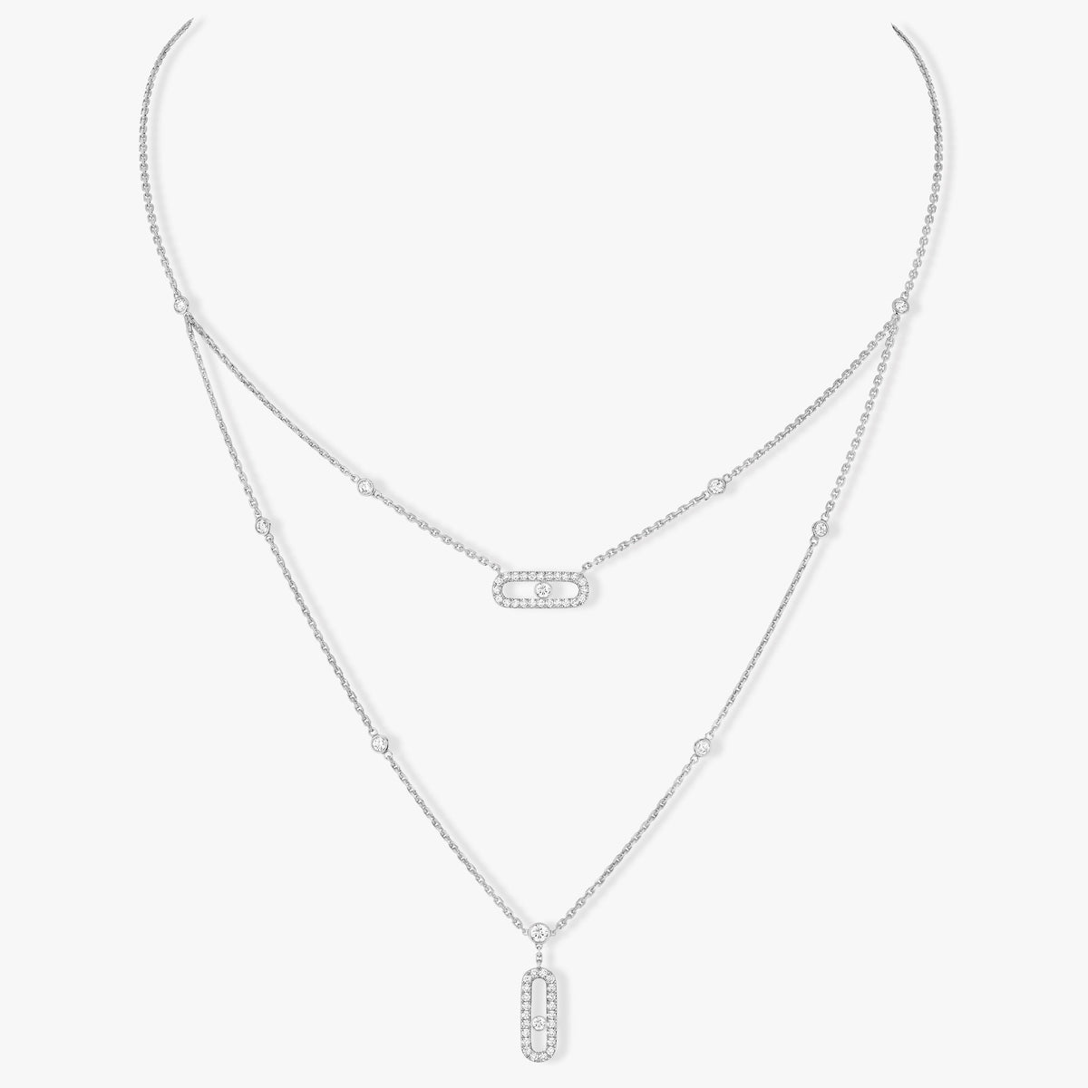 [⭐Luxery]MOVE 2 ROW DIAMOND NECKLACE