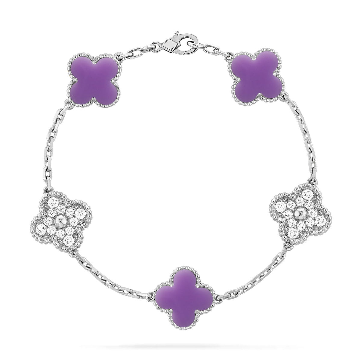 [⭐Luxery]CLOVER 5 MOTIF LIGHT PURPLE BRACELET COLLECTION
