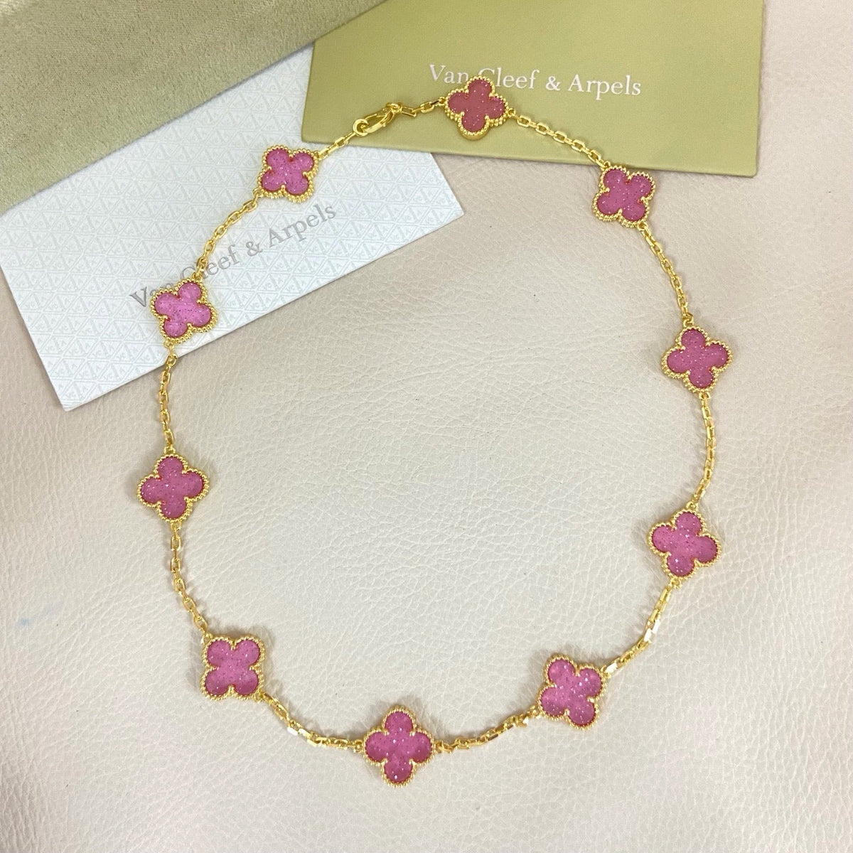 [⭐Luxery]CLOVER 10 MOTIFS  NEW BUBBLE PINK ENAMEL