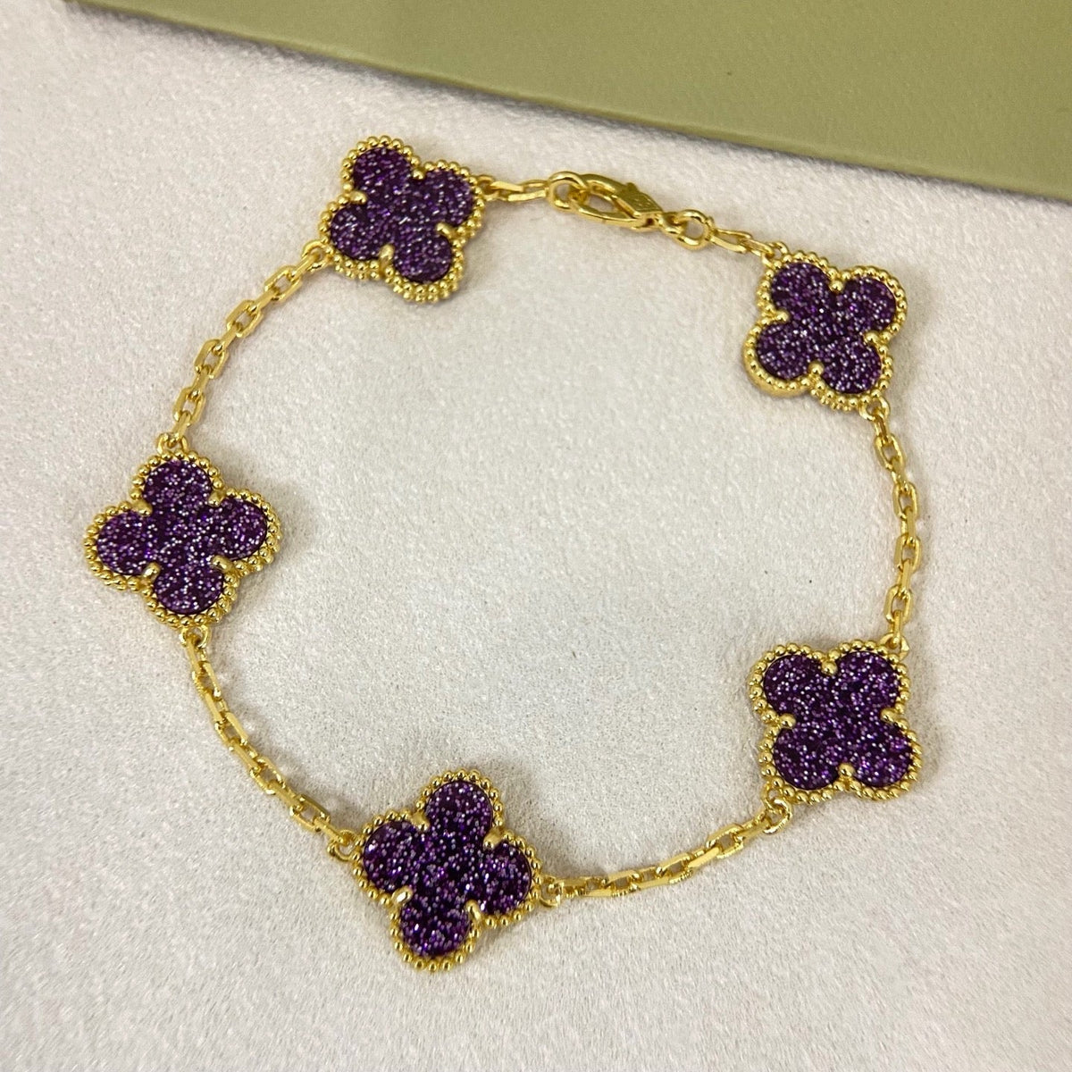 [⭐Luxery]NEW PURPLE SAND-GOLD FOUR-LEAF CLOVER 5-FLOWER BRACELET
