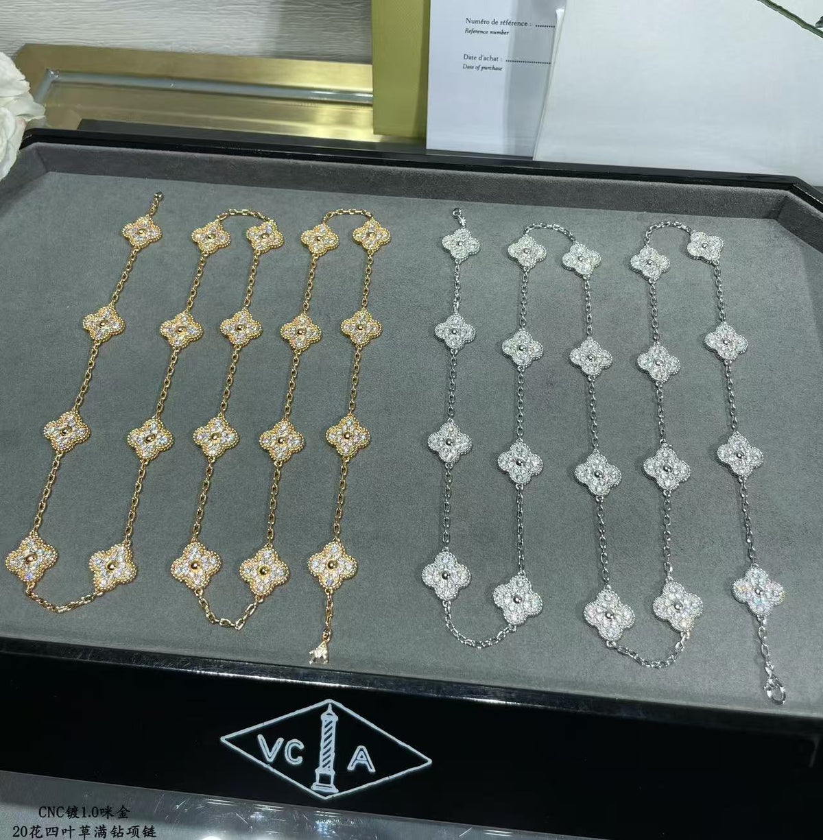 [⭐Luxery]CLOVER 20 MOTIFS FULL-DIAMOND NECKLACE