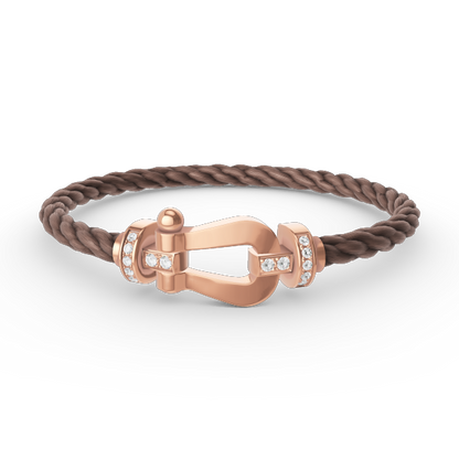 [⭐Luxery]FORCE LARGE HORSESHOE HALF DIAMOND BRACELET ROSE GOLD