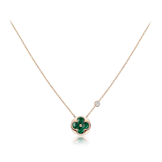 [⭐Luxery]SUN PEDANT PINK GOLD 1 DIAMOND NECKLACE