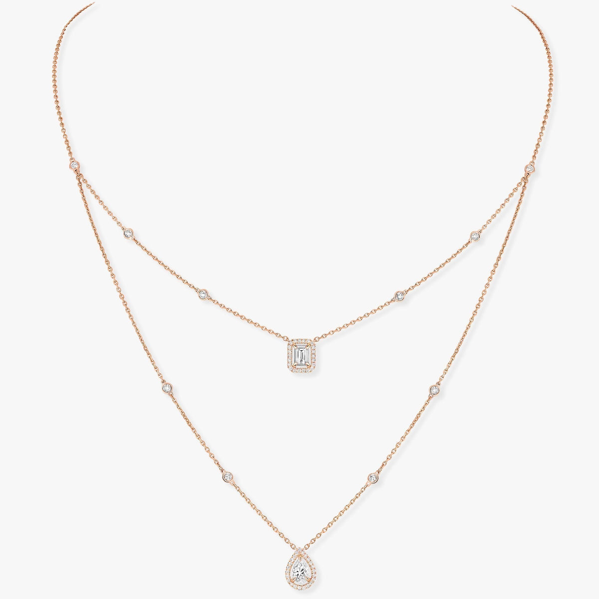 [⭐Luxery]MY TWIN 2 ROW DIAMOND NECKLACE