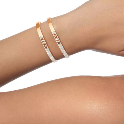 [⭐Luxery]Move Noa Rose Gold Pavé Diamond Bangle Bracelet