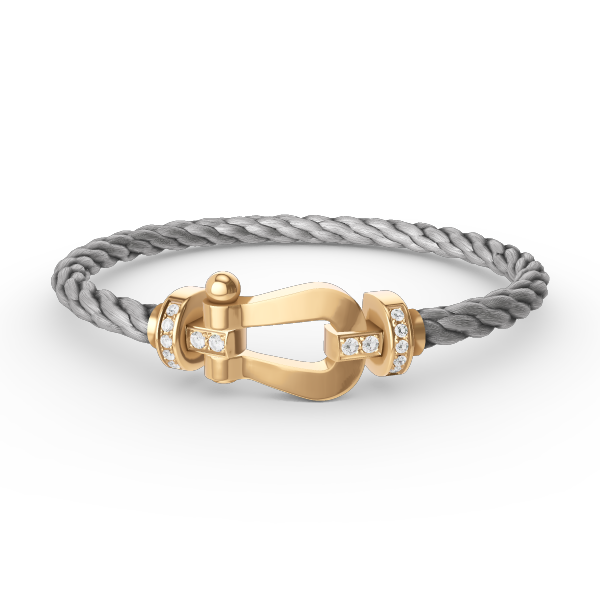 [⭐Luxery]FORCE LARGE HORSESHOE HALF DIAMOND BRACELET GOLD
