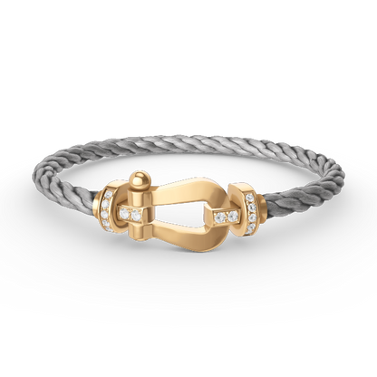 [⭐Luxery]FORCE LARGE HORSESHOE HALF DIAMOND BRACELET GOLD