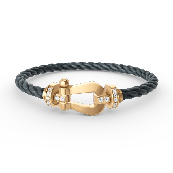 [⭐Luxery]FORCE LARGE HORSESHOE HALF DIAMOND BRACELET GOLD