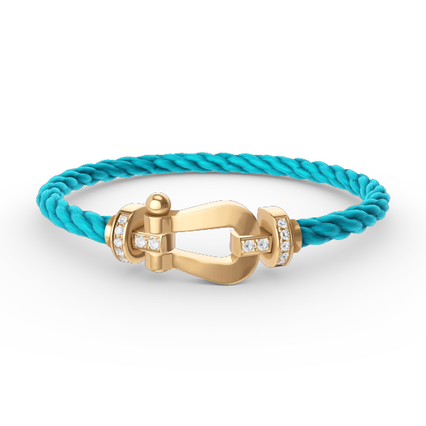 [⭐Luxery]FORCE LARGE HORSESHOE HALF DIAMOND BRACELET GOLD