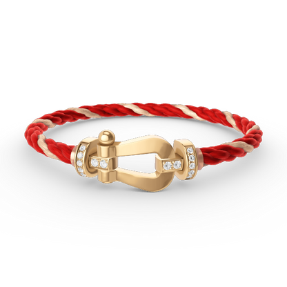 [⭐Luxery]FORCE LARGE HORSESHOE HALF DIAMOND BRACELET GOLD