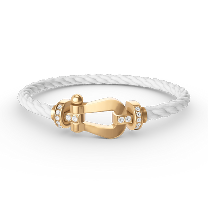 [⭐Luxery]FORCE LARGE HORSESHOE HALF DIAMOND BRACELET GOLD