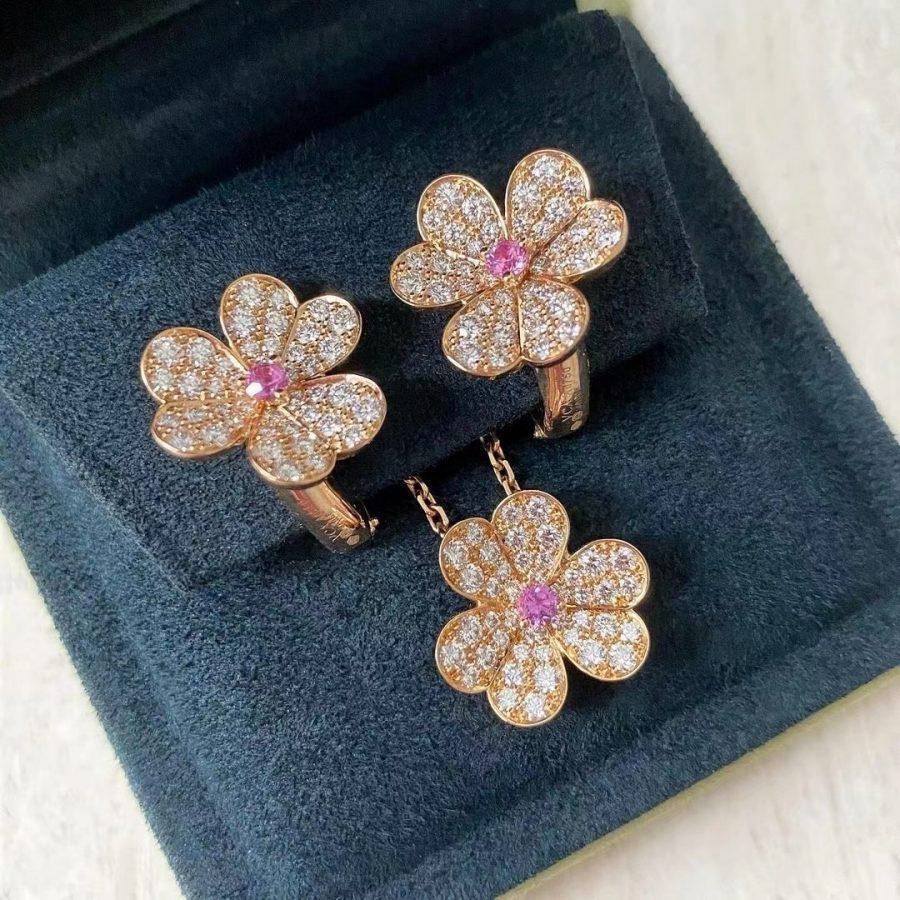 [⭐Luxery]FRIVOLE ROSE GOLD FLOWER DIAMOND NECKLACE