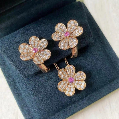 [⭐Luxery]FRIVOLE ROSE GOLD FLOWER DIAMOND NECKLACE