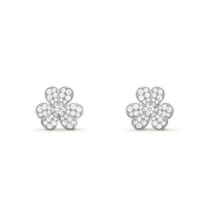 [⭐Luxery]FRIVOLE SILVER FLOWER DIAMOND EARRINGS