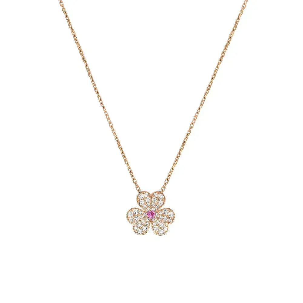 [⭐Luxery]FRIVOLE ROSE GOLD FLOWER DIAMOND NECKLACE