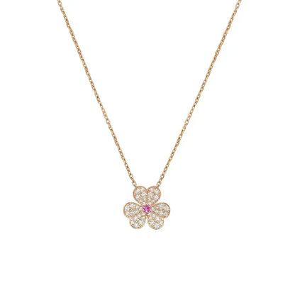 [⭐Luxery]FRIVOLE ROSE GOLD FLOWER DIAMOND NECKLACE