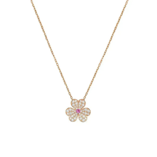 [⭐Luxery]FRIVOLE ROSE GOLD FLOWER DIAMOND NECKLACE