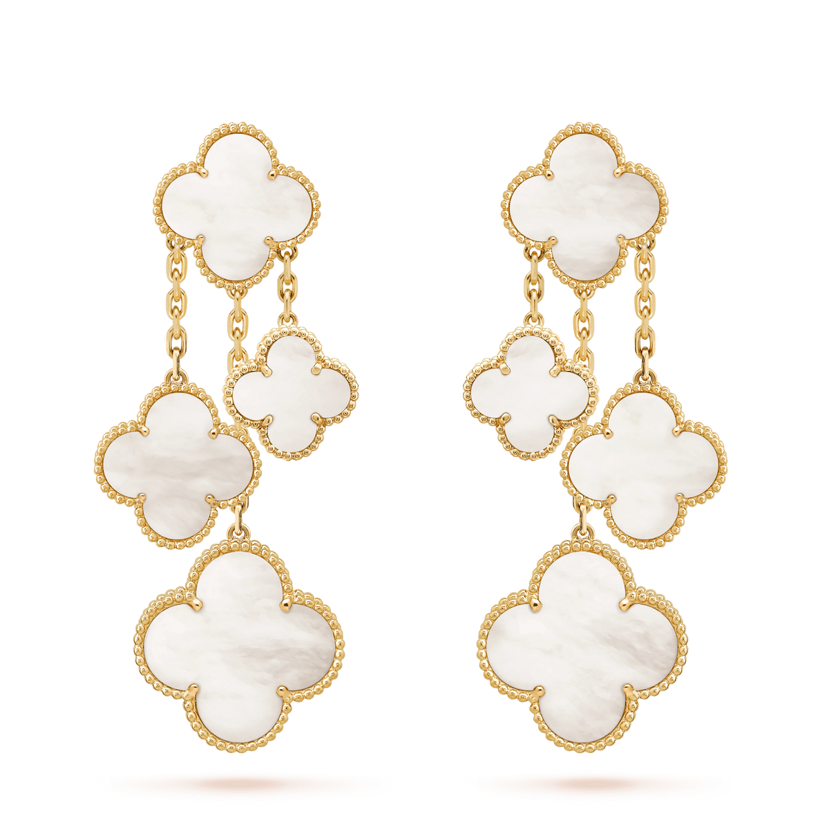 [⭐Luxery]CLOVER EARRINGS WHITE MOP 4 MOTIFS GOLD