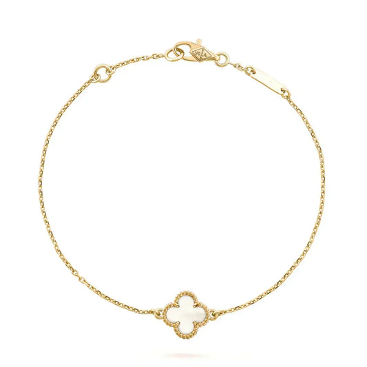[⭐Luxery]CLOVER WHITE MOP SINGLE FLOWER BRACELET