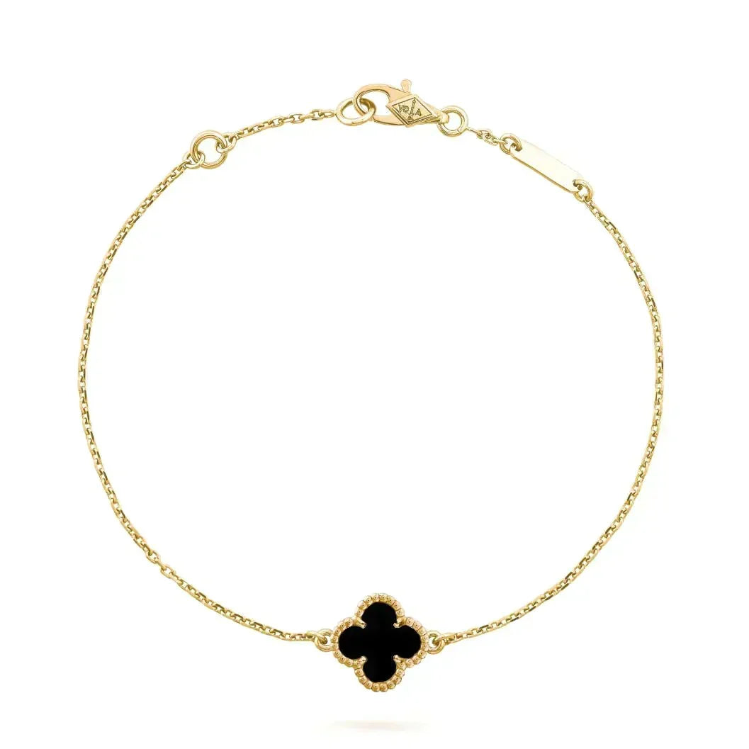 [⭐Luxery]CLOVER ONYX SINGLE FLOWER BRACELET