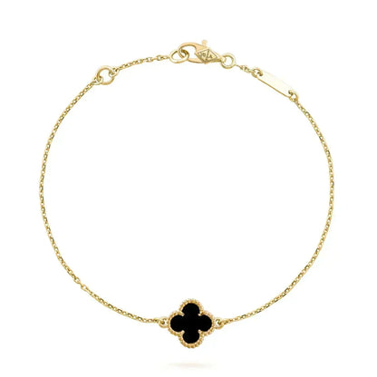 [⭐Luxery]CLOVER ONYX SINGLE FLOWER BRACELET
