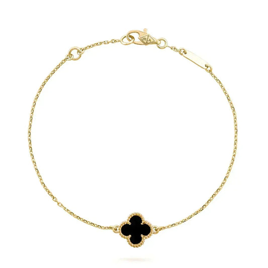 [⭐Luxery]CLOVER ONYX SINGLE FLOWER BRACELET