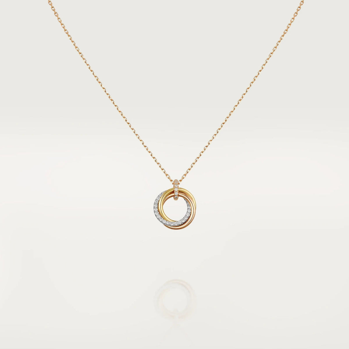 [⭐Luxery]TRINITY NECKLACE SILVER GOLD PINK GOLD DIAMONDS