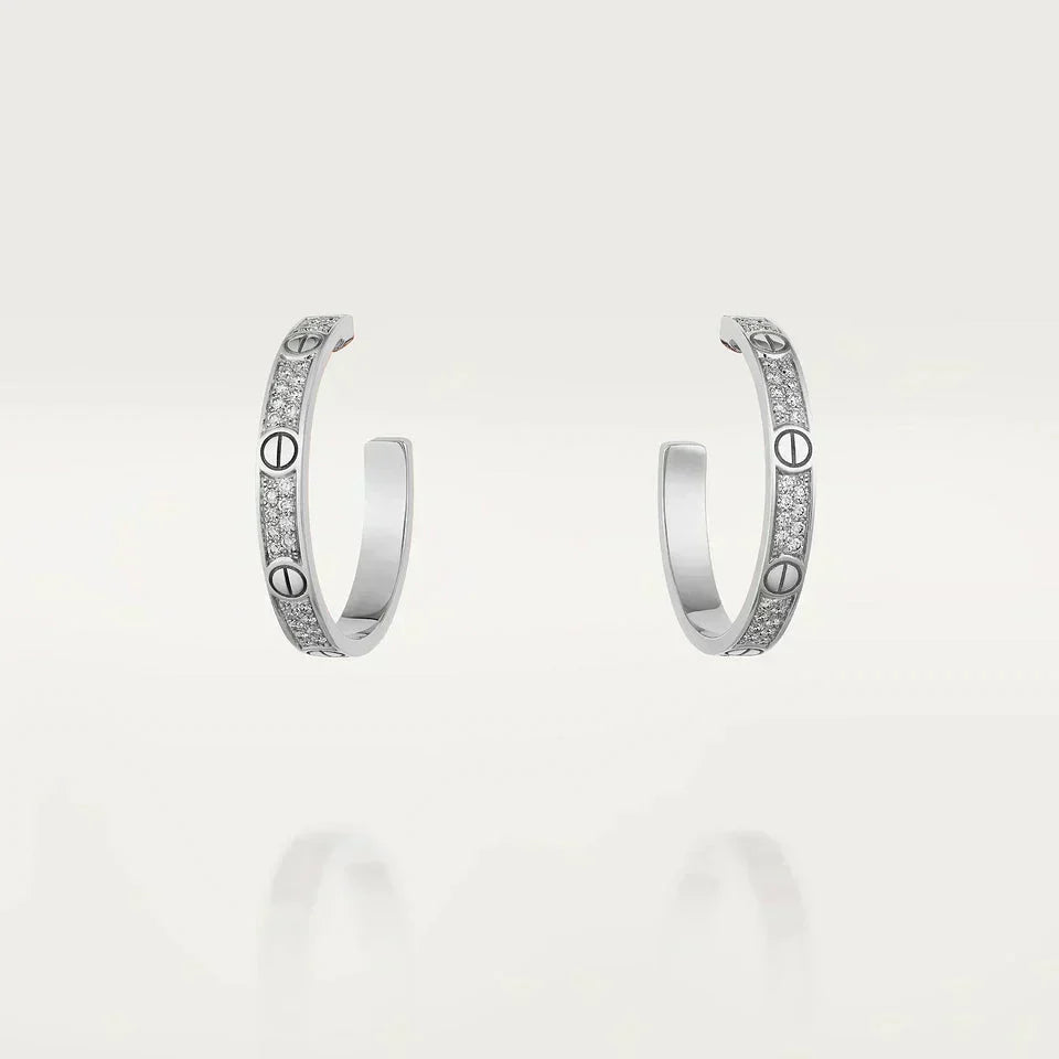[⭐Luxery]LOVE DIAMOND SILVER HOOP EARRINGS
