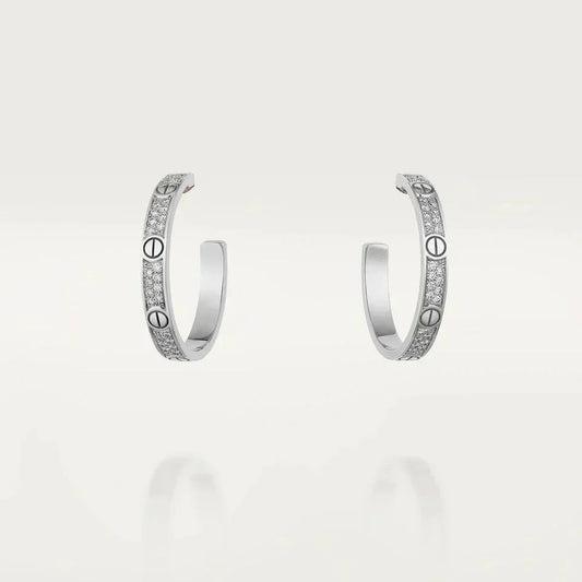 [⭐Luxery]LOVE DIAMOND SILVER HOOP EARRINGS