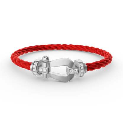 [⭐Luxery]FORCE LARGE HORSESHOE HALF DIAMOND BRACELET SILVER