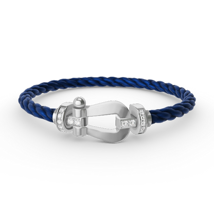 [⭐Luxery]FORCE LARGE HORSESHOE HALF DIAMOND BRACELET SILVER